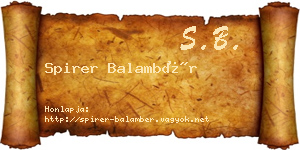 Spirer Balambér névjegykártya